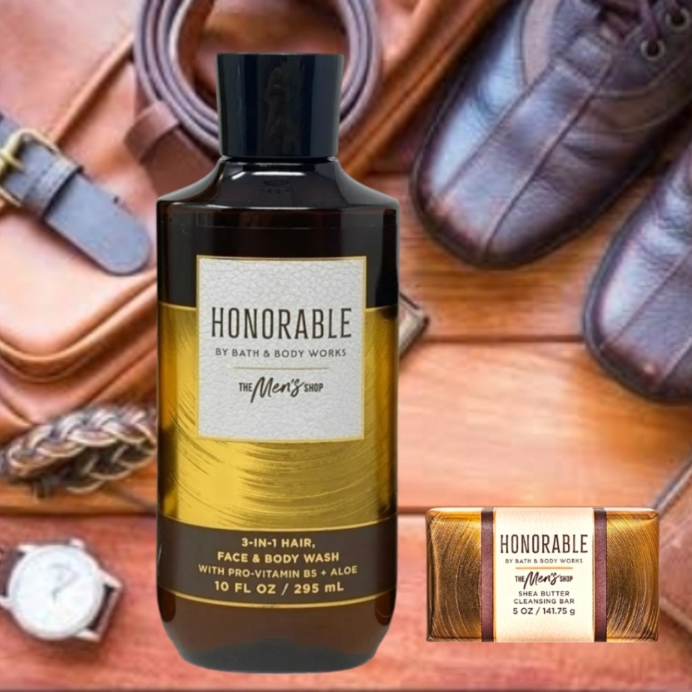 Bath and Body Works Men's "Honorable" 3-in-1 Wash And Cleansing Bar Set